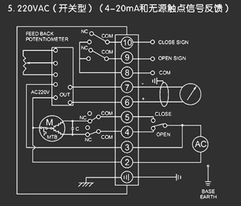 220VAC開關(guān)型<a href='http://www.yw9977.cn/Product/diefa/diandongdiefa/' target='_blank'>電動<a href='http://www.yw9977.cn/Product/diefa/' target='_blank'>蝶閥</a></a>接線圖